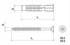 Wkret-Met Univerzalni mozniki Screw-met 8x50 z ugreznjenim vijakom pz 4,5x80 100 kosov