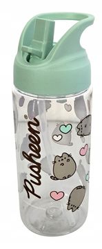 St.Majewski Pusheen steklenička za vodo za mucke s slamico in ročajem 500 ml, barva mete