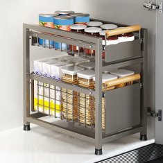 Kuhinjski organizator z 2 izvlečnima jeklenima košarama XL 29,5 x 39 x 42 cm