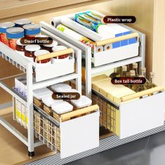 Kuhinjski organizator z 2 izvlečnima jeklenima košarama XL 29,5 x 39 x 42 cm
