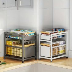 Kuhinjski organizator z 2 izvlečnima jeklenima košarama XL 29,5 x 39 x 42 cm