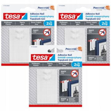 Tesa Tesa obešalnik za nohte, samolepilni do 2 kg, za dekoracijo slik, 3 x 2 kosa