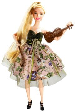 shumee Komplet punčke princese z ekstra dolgimi lasmi, violino, etuijem in torbico