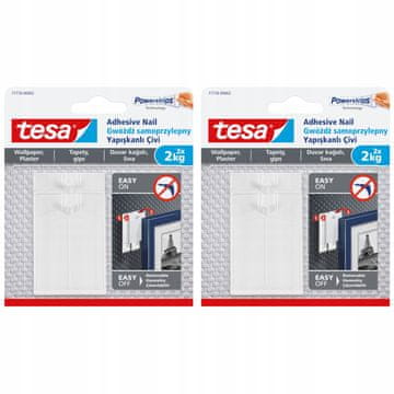 Tesa Tesa obešalnik za nohte, samolepilni do 2 kg, za dekoracijo slik, 2x2 kosa