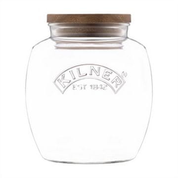 Kilner 2-litrski kozarec z lesenim pokrovom, univerzalni za shranjevanje / Kilner