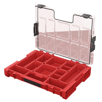 shumee Qbrick PRO Organizer 200 rdeča UltraHD srednja škatla za orodje s pokrovom