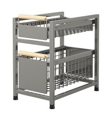 Kuhinjski organizator z 2 izvlečnima jeklenima košarama 24,5 x 39 x 42 cm