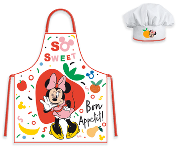 Minnie Mouse Otroški zaščitni kuhinjski predpasnik s kapo, šolski Minnie Mouse Disney
