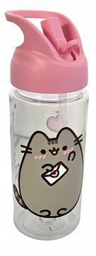 St.Majewski Pusheen steklenička za vodo za mucke s slamico in ročajem 500 ml roza