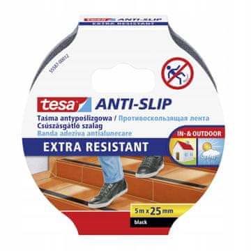 Tesa Tesa protizdrsni zaščitni lepilni trak za stopnice, črn, 5 m x 25 mm