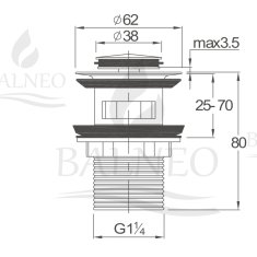 shumee Medeninasti zamašek za umivalnik Klik Klak model B s prelivom, bel