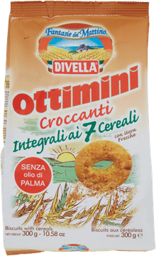 DIVELLA Polnozrnati piškoti Biscotti Ottiini Sette Cereali 300g - Divella