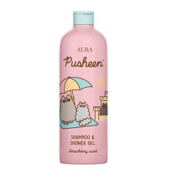 shumee Pusheen šampon in gel za prhanje z jagodo in meto 500 ml