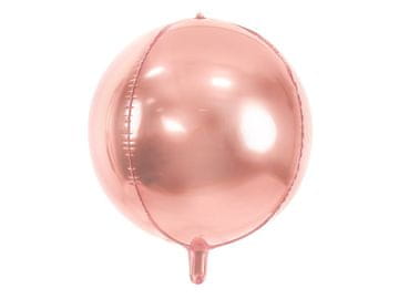 PartyDeco Folija balon v obliki kroglice z rožnatim zlatom 40 cm