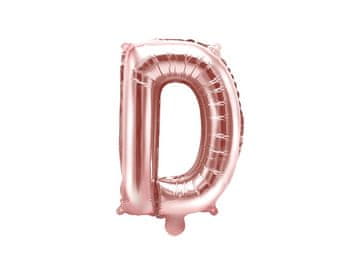 PartyDeco Folija balon s črko "D" v roza zlati barvi 35 cm