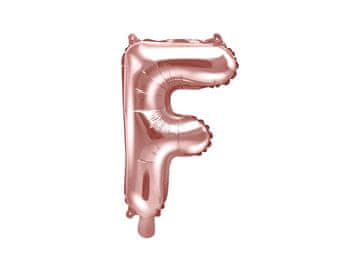 PartyDeco Folija balon črka "F" roza zlata 35 cm