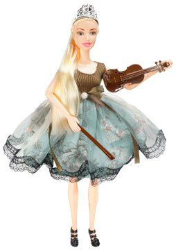 shumee Komplet punčke princese s krono, violino in psom