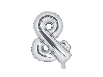 PartyDeco Folija balon s črko "&" srebrne barve 35 cm