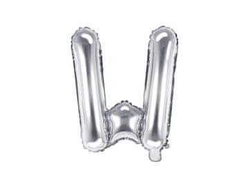 PartyDeco Folija balon s črko "W" srebrne barve 35 cm