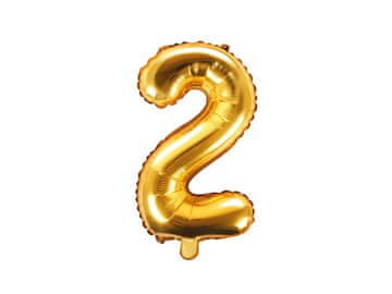 PartyDeco Folija balon številka "2" zlat 35 cm