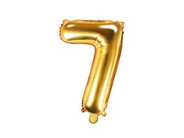 PartyDeco Folija balon številka "7" zlate barve 35 cm