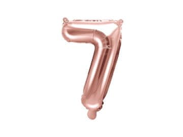 PartyDeco Folija balon številka "7" roza zlata 35 cm