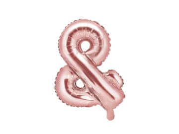 PartyDeco Folija balon s črko "&" roza zlata 35 cm