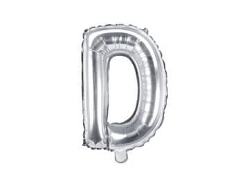 PartyDeco Folija balon črka "D" srebrn 35 cm