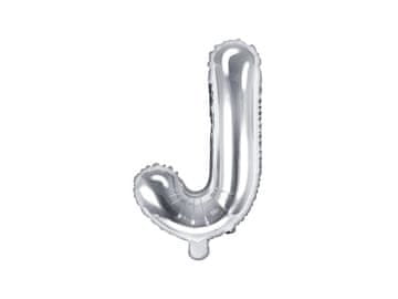PartyDeco Folija balon črka "J" srebrn 35 cm