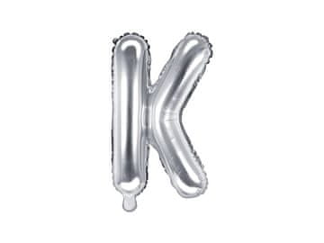 PartyDeco Folija balon črka "K" srebrne barve 35 cm