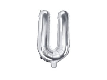 PartyDeco Folija balon črka "U" srebrne barve 35 cm