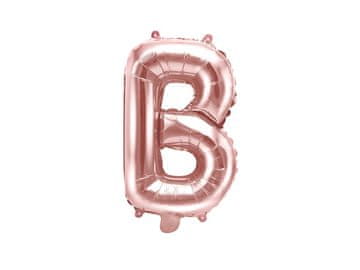 PartyDeco Folija balon črka ""B"" roza zlata 35 cm