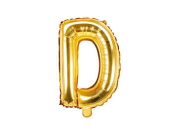PartyDeco Folija balon črka "D" zlata 35 cm