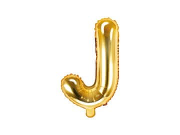PartyDeco Folija balon črka "J" zlata 35 cm
