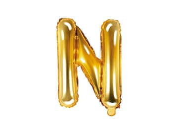 PartyDeco Folija balon črka "N" zlata 35 cm