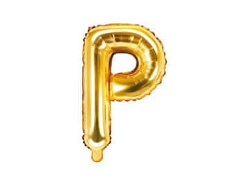 PartyDeco Folija balon črka "P" zlata 35 cm