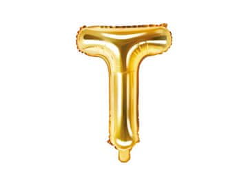 PartyDeco Folija balon črka "T" zlate barve 35 cm