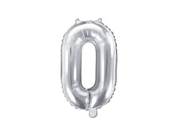 PartyDeco Folija balon številka "0" srebrn 35 cm