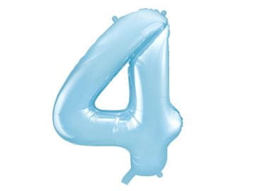 PartyDeco Folija balon številka "4" moder 86 cm