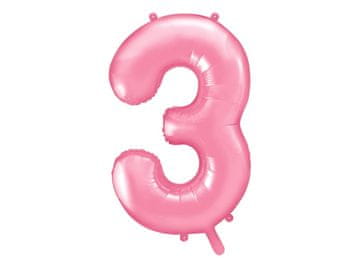 PartyDeco Folija balon številka "3" roza 86 cm