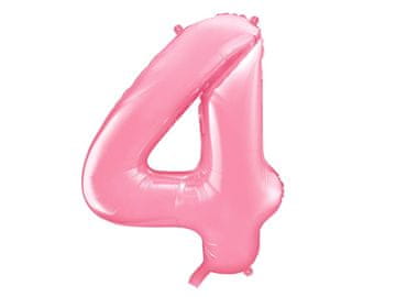 PartyDeco Folija balon številka "4" roza 86 cm