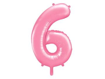 PartyDeco Folija balon številka "6" roza 86 cm