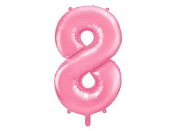 PartyDeco Folija balon številka "8" roza 86 cm