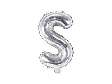 PartyDeco Folija balon črka "S" srebrn 35 cm