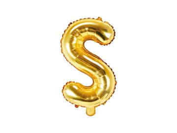 PartyDeco Folija balon črka "S" zlata 35 cm