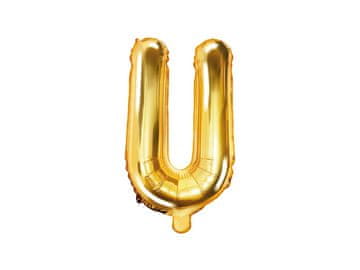 PartyDeco Folija balon črka "U" zlata 35 cm