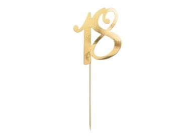 PartyDeco Okras za torto "18" zlate barve