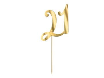 PartyDeco Okras za torto "21" zlat
