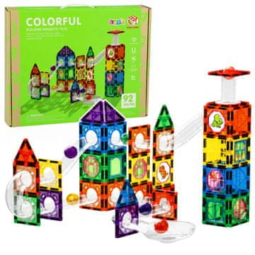slomart Magnetne kocke LEAN TOYS, steza za kroglice STEM Dinozavri, 92 kosov