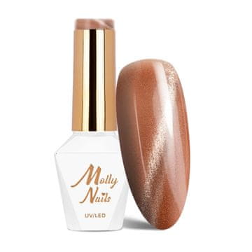 shumee Hibridni LED/UV gel lak za nohte, rjav, metalik, mačje oko št. 215, Molly Nails hema/Di-hema Free 8 g